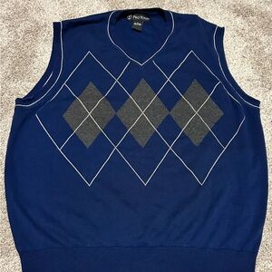 Men's V-Neck Argyle Sweater Vest - Blue and Gray